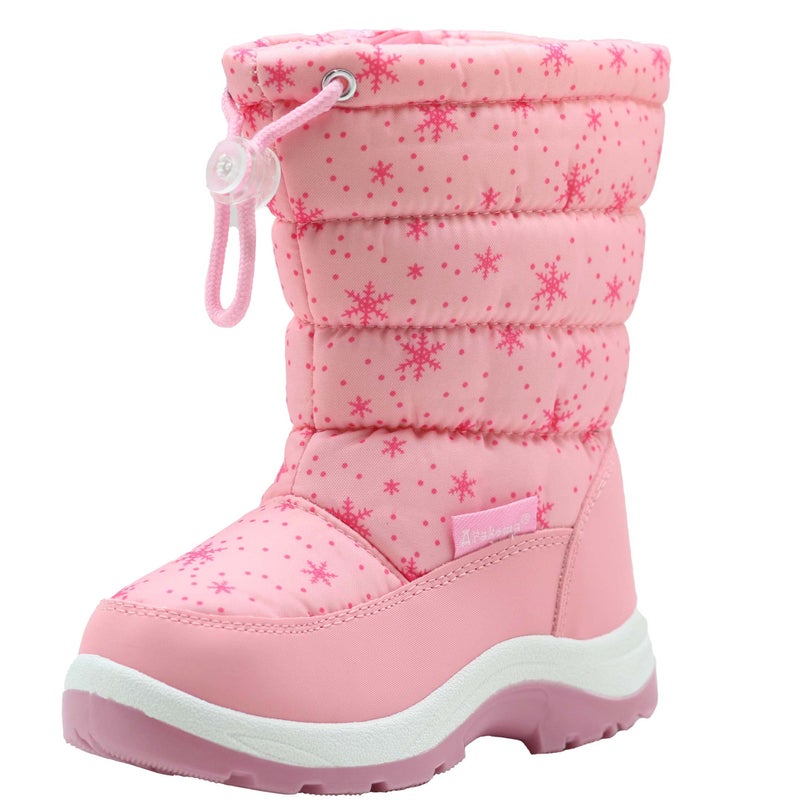 Apakowa Kid's Girls Cold Weather Snow Boots (Toddler/Little Kid) (8 M US Toddler,Tag size 25, Pink2) - Image 1